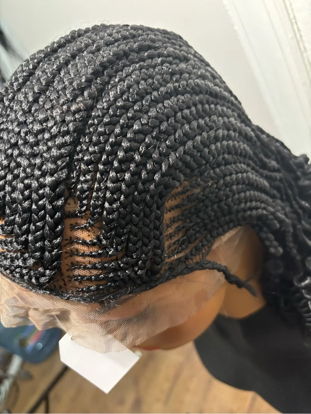 Short Handmade Cornrow Braided Wig with Curly Ends | Full Lace Braided Wig